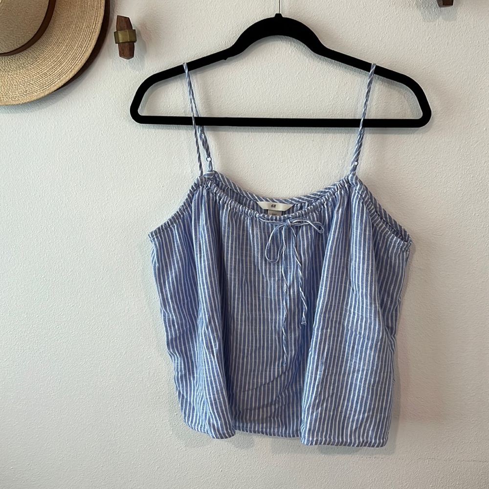 H&M Blue and White Striped Spaghetti Strap Tank Top